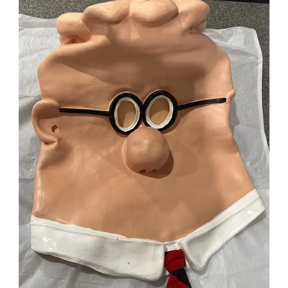 1990s Vntg Dilbert Comic Strip Halloween, Full Rubber Mask Tie, L 14” Preowned
